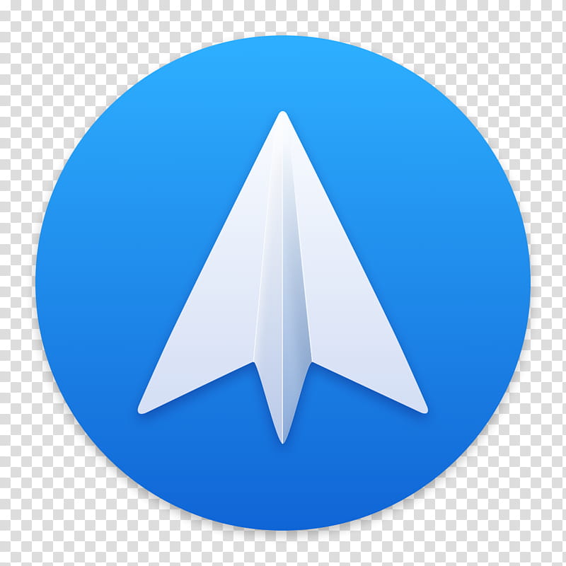 Clay OS  A macOS Icon, Spark, round blue and white paper plane logo v art transparent background PNG clipart