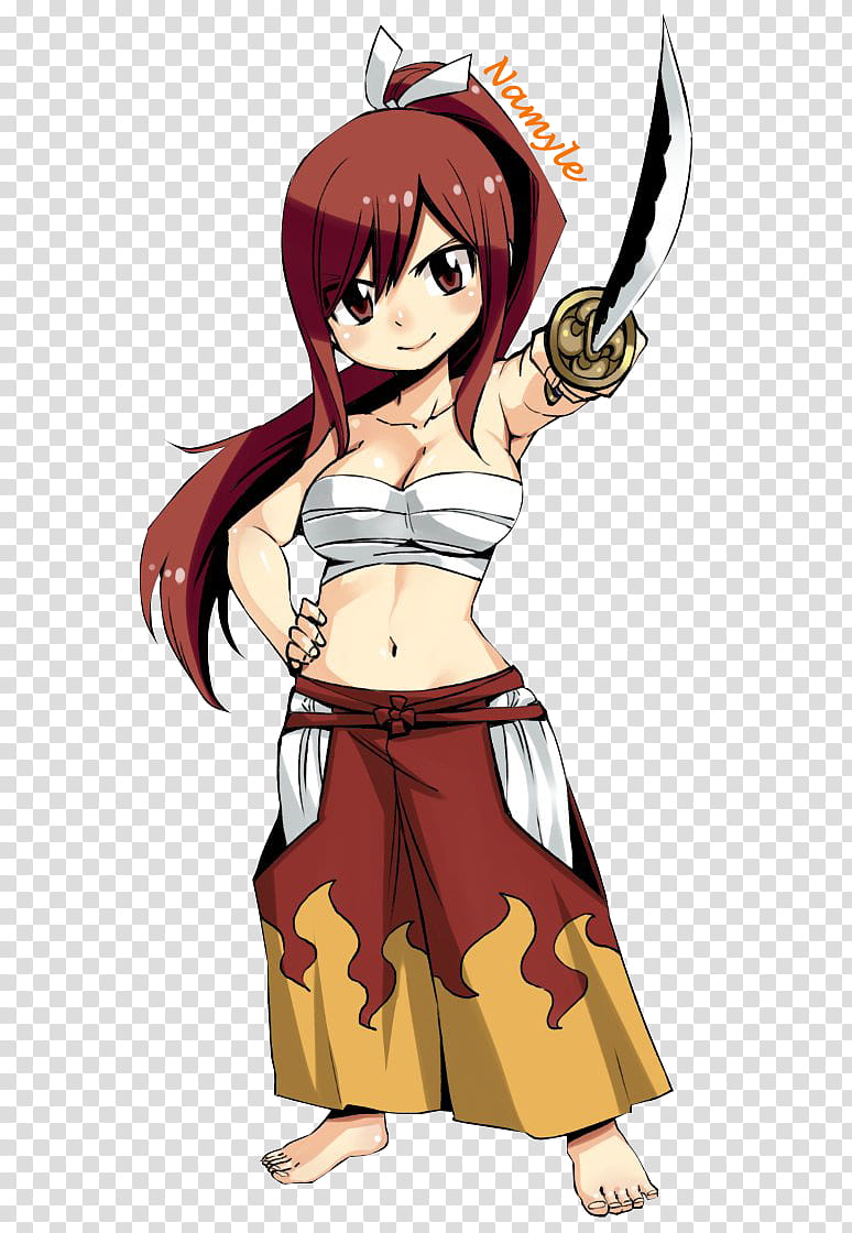 Chibi Erza Scarlet Render, chibi Erza from Fairy Tail anime illustration transparent background PNG clipart
