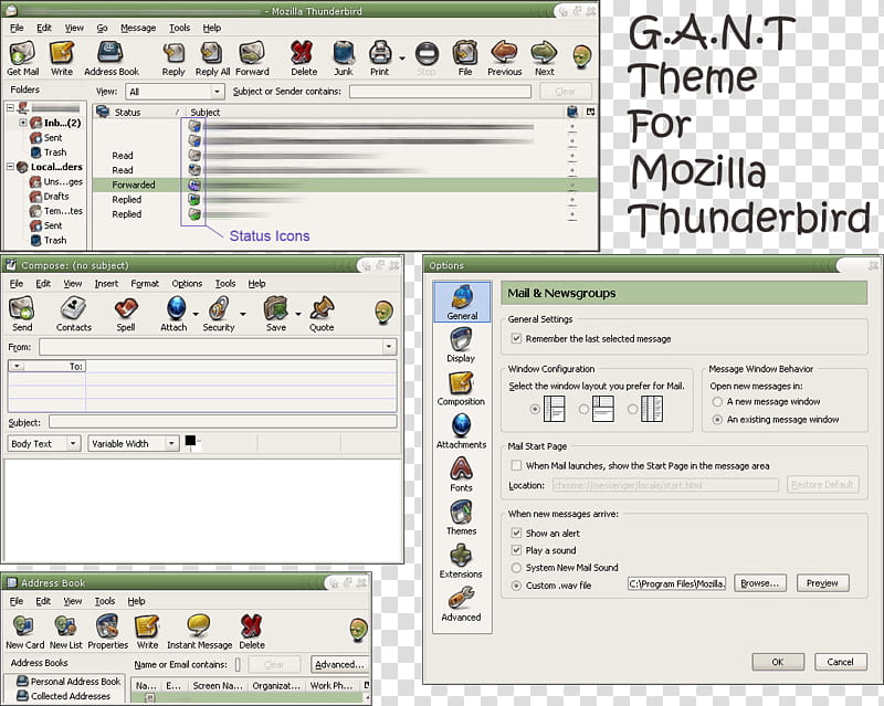 G.A.N.T Thunderbird, G.A.N.T theme for Mozilla Thunderbird text transparent background PNG clipart