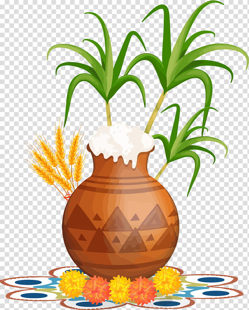 Happy Pongal Tai Pongal Thai Pongal, Ananas, Flowerpot, Plant, Pineapple, Houseplant transparent background PNG clipart