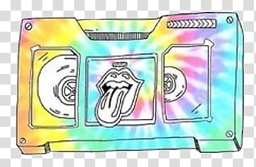 , multicolored tie-dyed Rolling Stone cassette tape illustration transparent background PNG clipart
