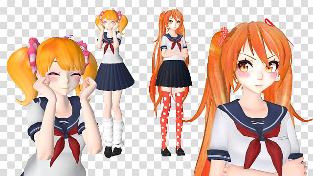 MMD Osana and Rival-chan + Dl transparent background PNG clipart
