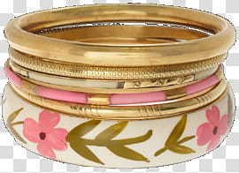 Bracelet set, gold-colored bangles transparent background PNG clipart