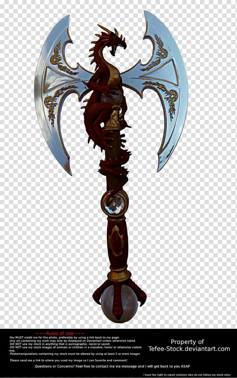 Dragon Battle Axe, brown and gray dragon accent battle axe illustration transparent background PNG clipart