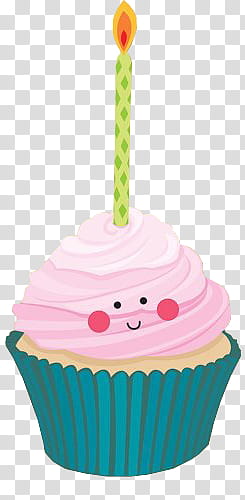 , cupcake with candle art transparent background PNG clipart