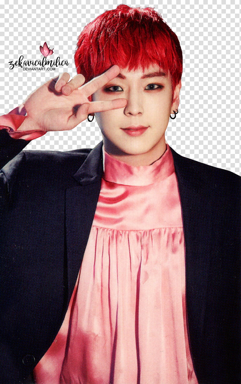 B A P Himchan Rose, man doing peace sign transparent background PNG clipart