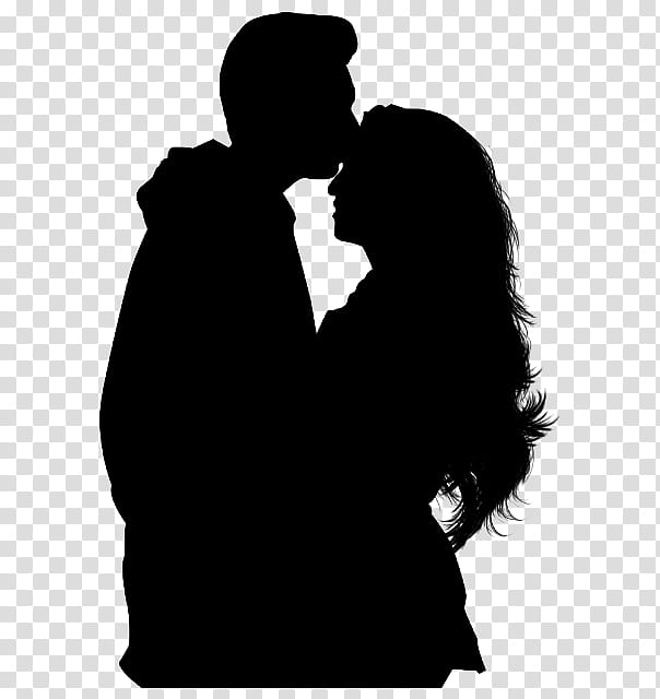 silhouette romance love kiss interaction, Blackandwhite, Gesture, Hug transparent background PNG clipart
