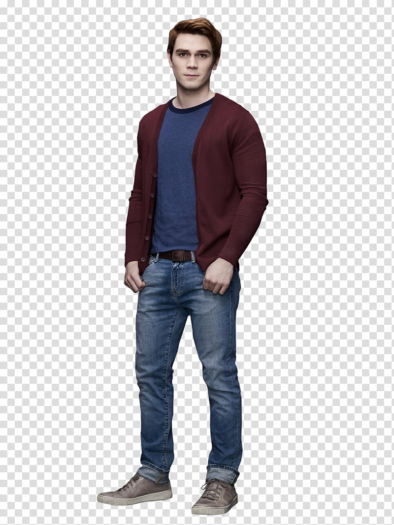 Riverdale , man wearing red cardigan transparent background PNG clipart