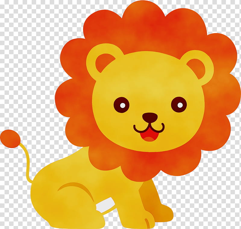 Baby toys, Watercolor, Paint, Wet Ink, Yellow, Cartoon, Lion, Orange transparent background PNG clipart