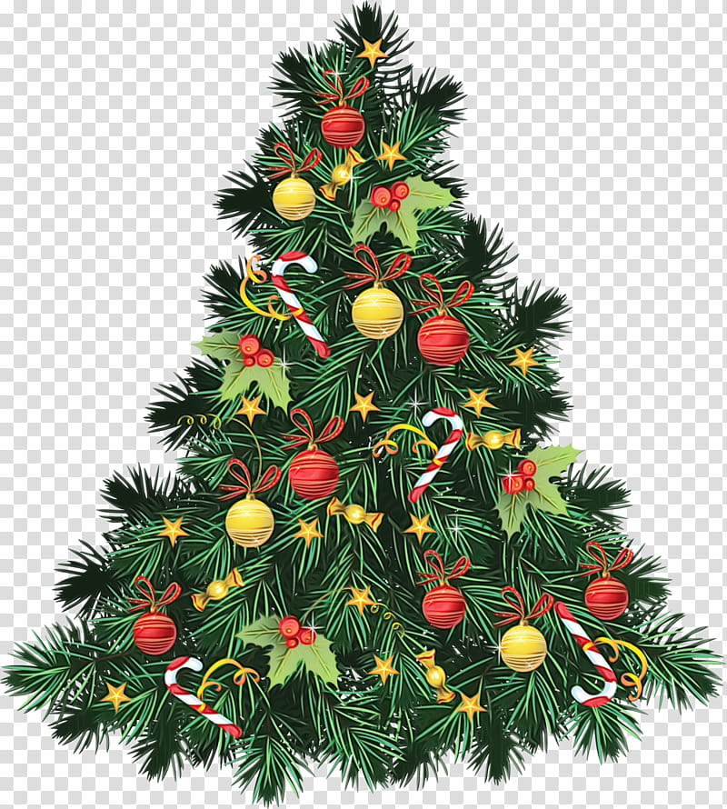 Christmas tree, Watercolor, Paint, Wet Ink, Christmas Decoration, Colorado Spruce, Oregon Pine, Christmas Ornament transparent background PNG clipart