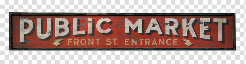 Vintage Signs, red and white Public Market signage transparent background PNG clipart