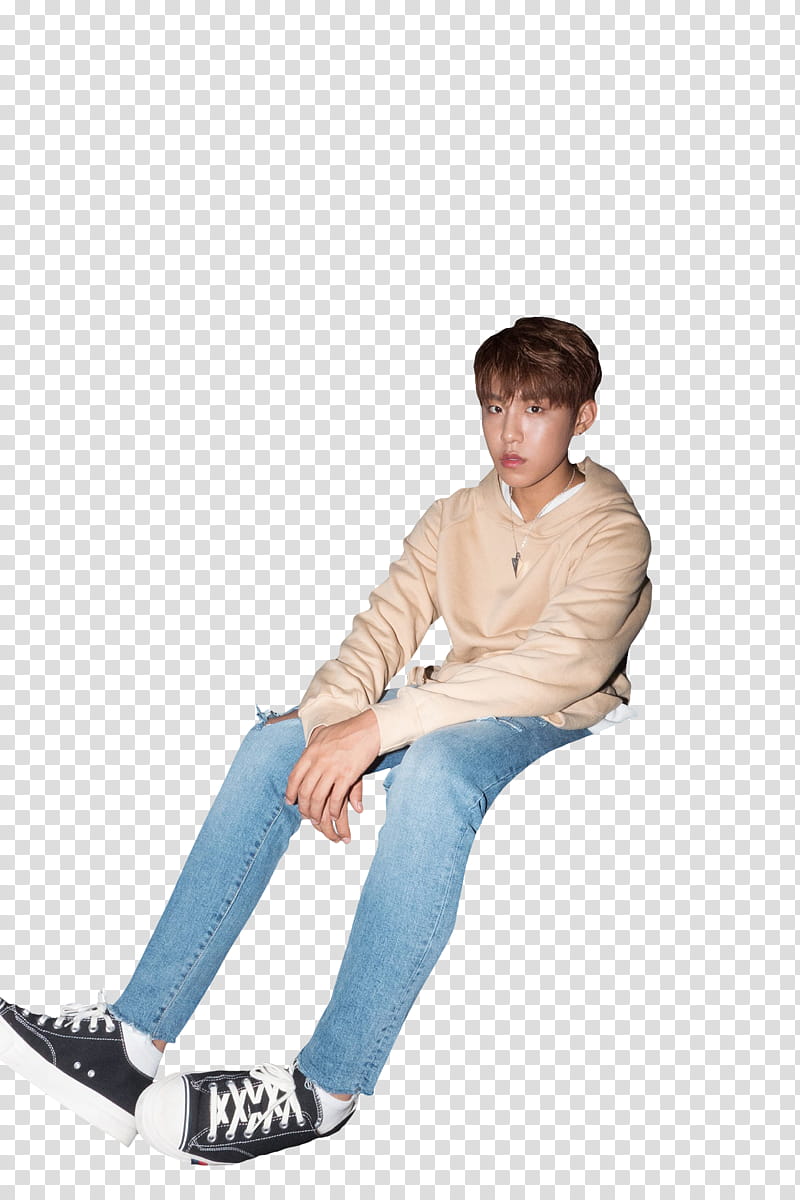 WANNA ONE NOTHING WITHOUT YOU, cutout of man wearing beige jacket and blue jeans transparent background PNG clipart