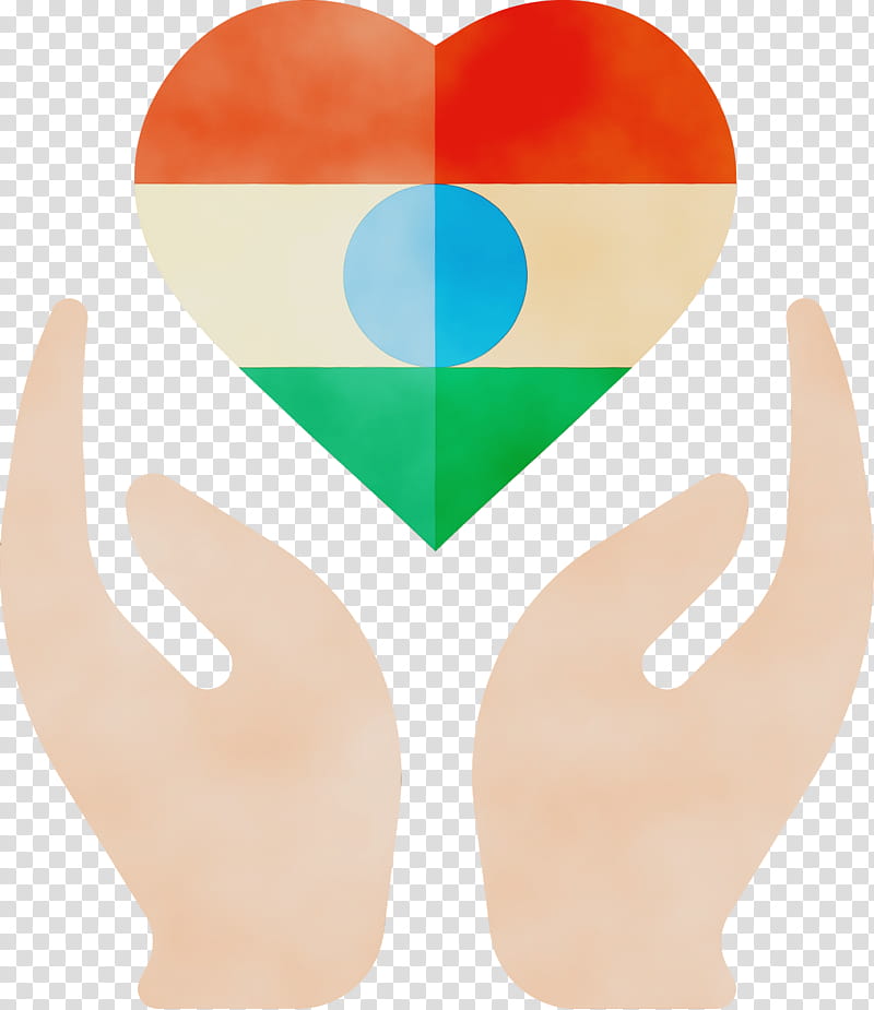 hand gesture finger symbol heart, India Republic Day, India Independence Day, Watercolor, Paint, Wet Ink transparent background PNG clipart