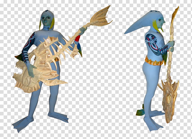 Mikau cosplay front and side view, two blue characters illustration transparent background PNG clipart