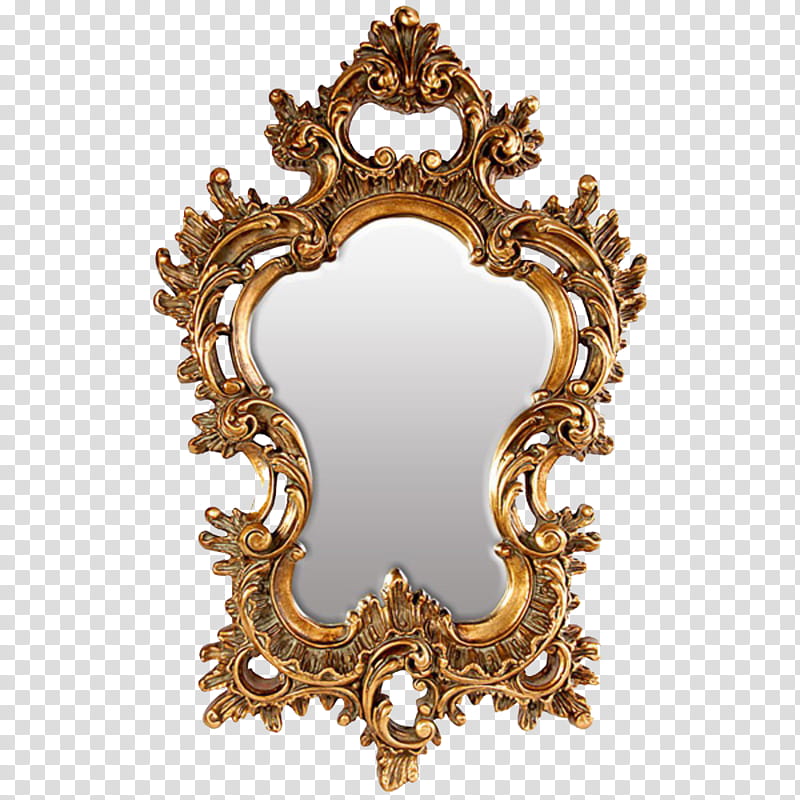 M I R R O R S, gold-colored framed mirror transparent background PNG clipart