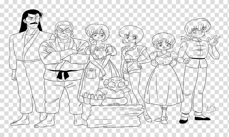 Ranma   lineart, line of standing character outlines illustration transparent background PNG clipart