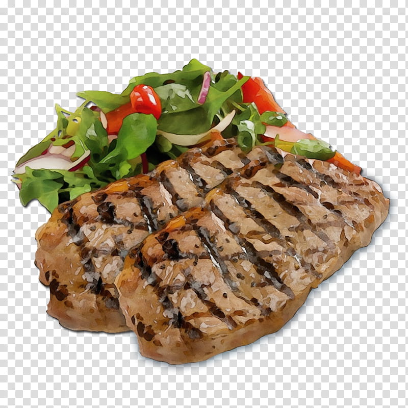 food dish cuisine pork chop pork steak, Watercolor, Paint, Wet Ink, Meat, Ingredient, Roast Beef, Carne Asada transparent background PNG clipart