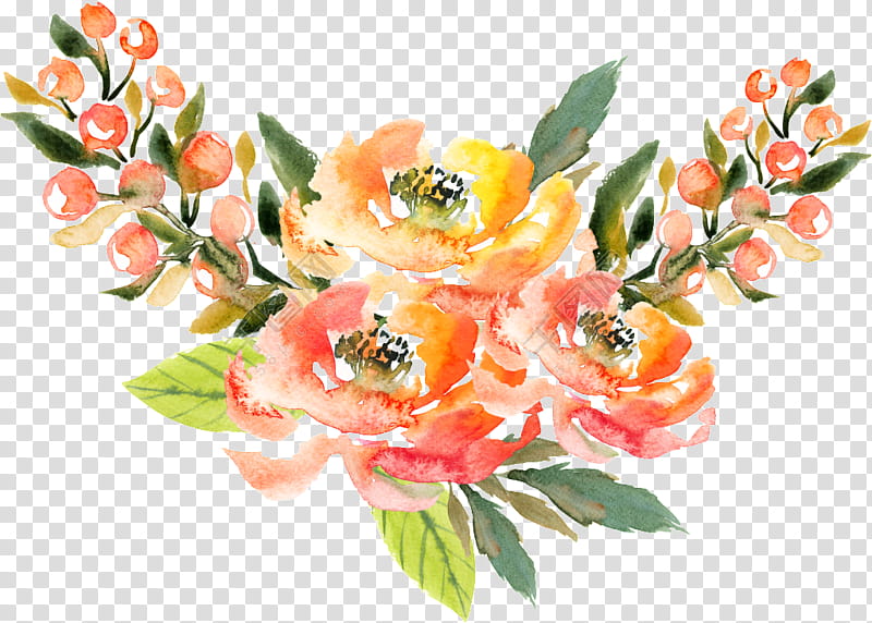 Flower Art Watercolor, Watercolor Painting, Watercolor Flowers, Watercolour Flowers, Floral Design, Watercolor, Cut Flowers, Orange transparent background PNG clipart