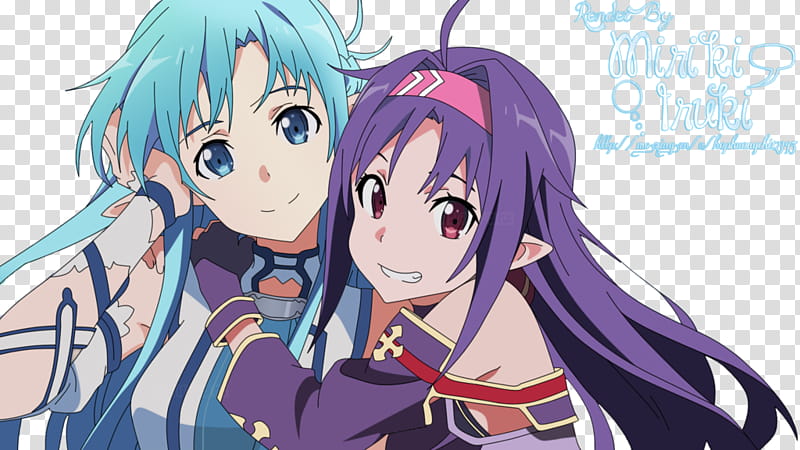 Render #: Asuna and Yuuki transparent background PNG clipart