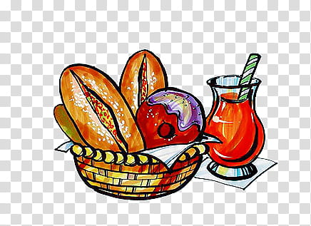 COLORFUL FOOD PICS, breads in bowl beside tea glass illustration transparent background PNG clipart