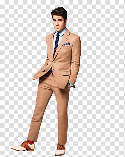 Blaine Anderson , standing man wearing brown formal suit transparent background PNG clipart