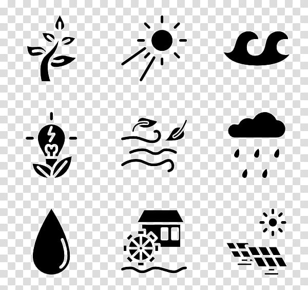 Leaf Symbol, Energy, Renewable Energy, Pictogram, Power, White, Black, Blackandwhite transparent background PNG clipart