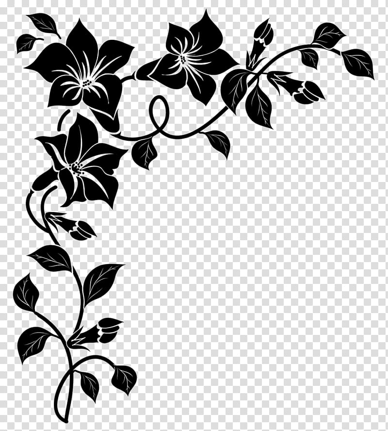 Corners , black floral frame transparent background PNG clipart