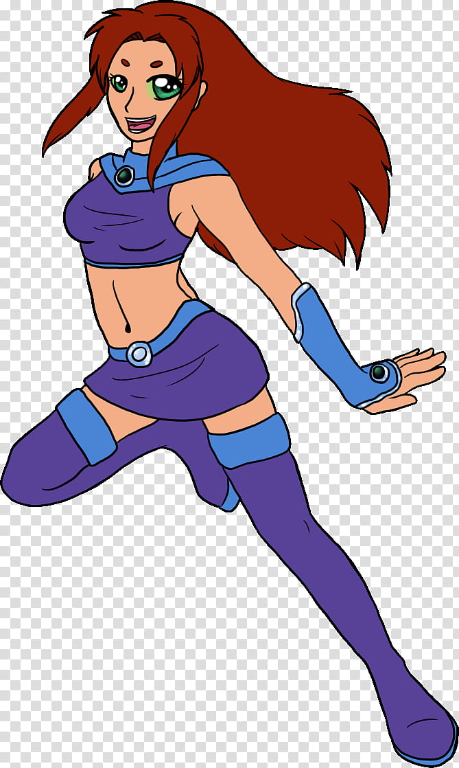 Starfire, Teen Titans, girl anime character with brown hair illustration transparent background PNG clipart