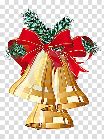 Christmas, three yellow bells with garlands art transparent background PNG clipart