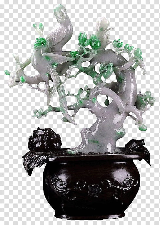 Jadeite Green, Sculpture, Stone Carving, Composition, Hardstone Carving, Plant, Houseplant, Flowerpot transparent background PNG clipart