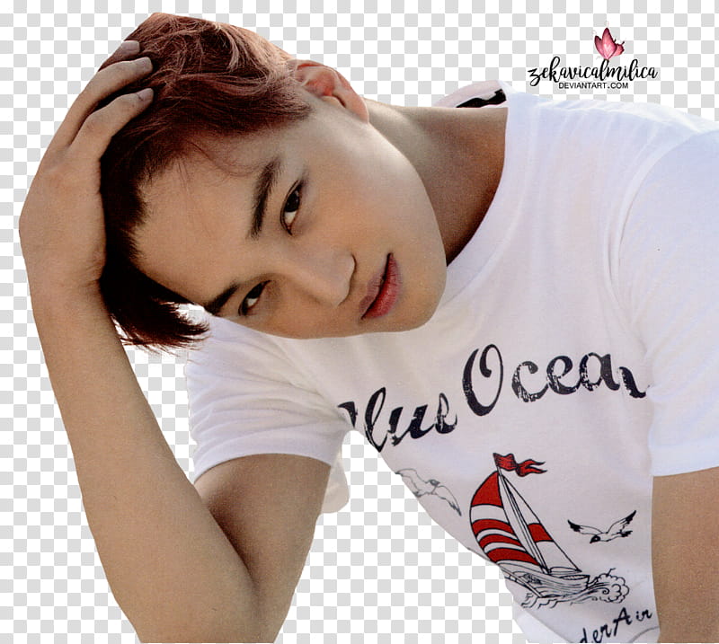 EXO Kai Dear Happiness, man in white and red shirt transparent background PNG clipart