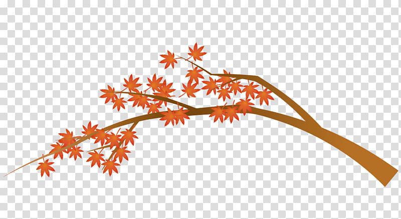 Autumn Tree Branch, Autumn Leaf Color, Brown, Twig, Plants, Green, Orange, Yellow transparent background PNG clipart