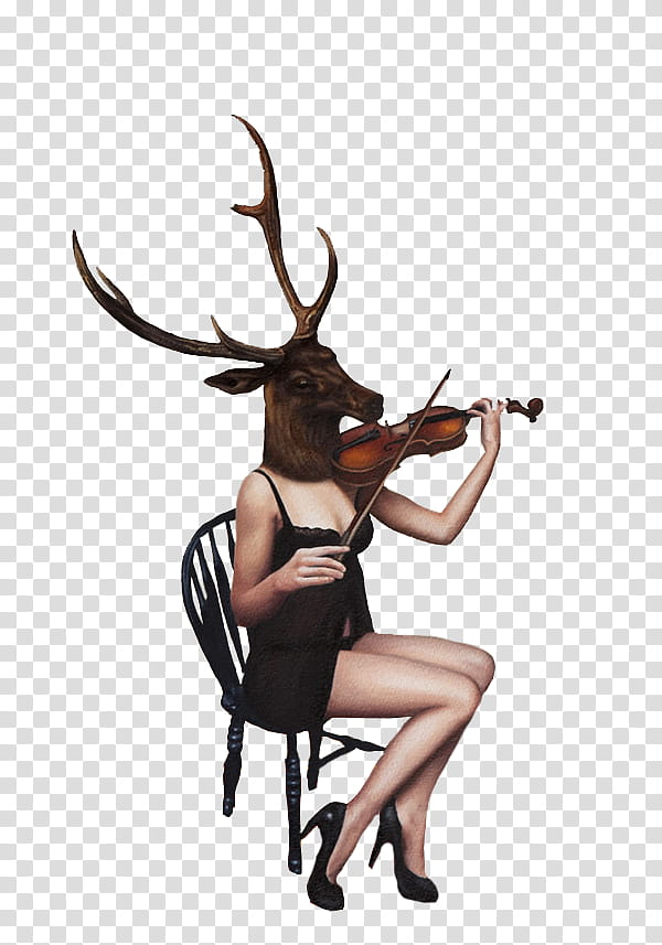 Monster, woman with deer head playing piano transparent background PNG clipart