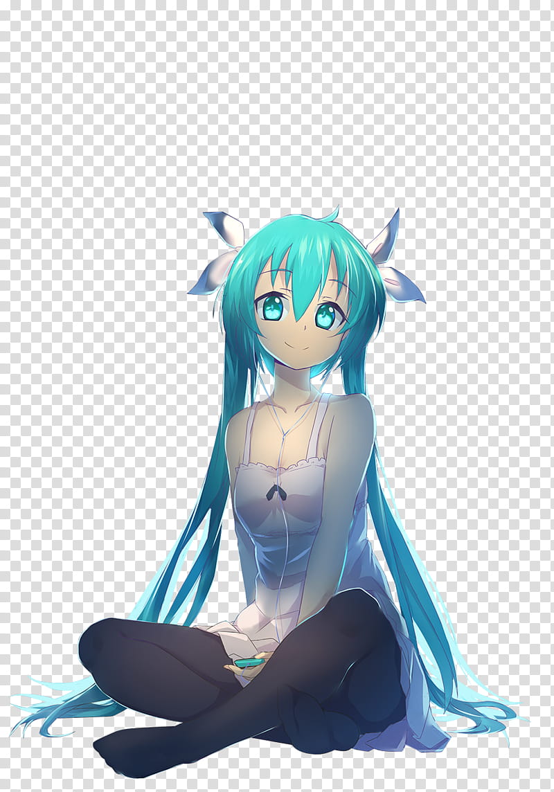 Hatsune Miku Vocaloid, animated girl wearing white spaghetti strap dress transparent background PNG clipart