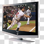 Some media audio icons , JKLKK, Samsung flat screen TV displaying baseball batter transparent background PNG clipart