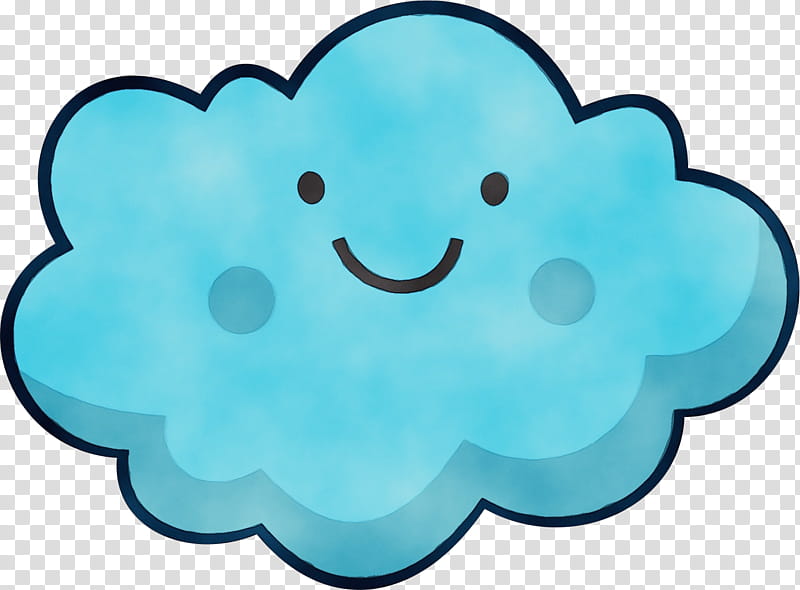 aqua turquoise blue cloud, Watercolor, Paint, Wet Ink, Teal, Smile, Meteorological Phenomenon transparent background PNG clipart