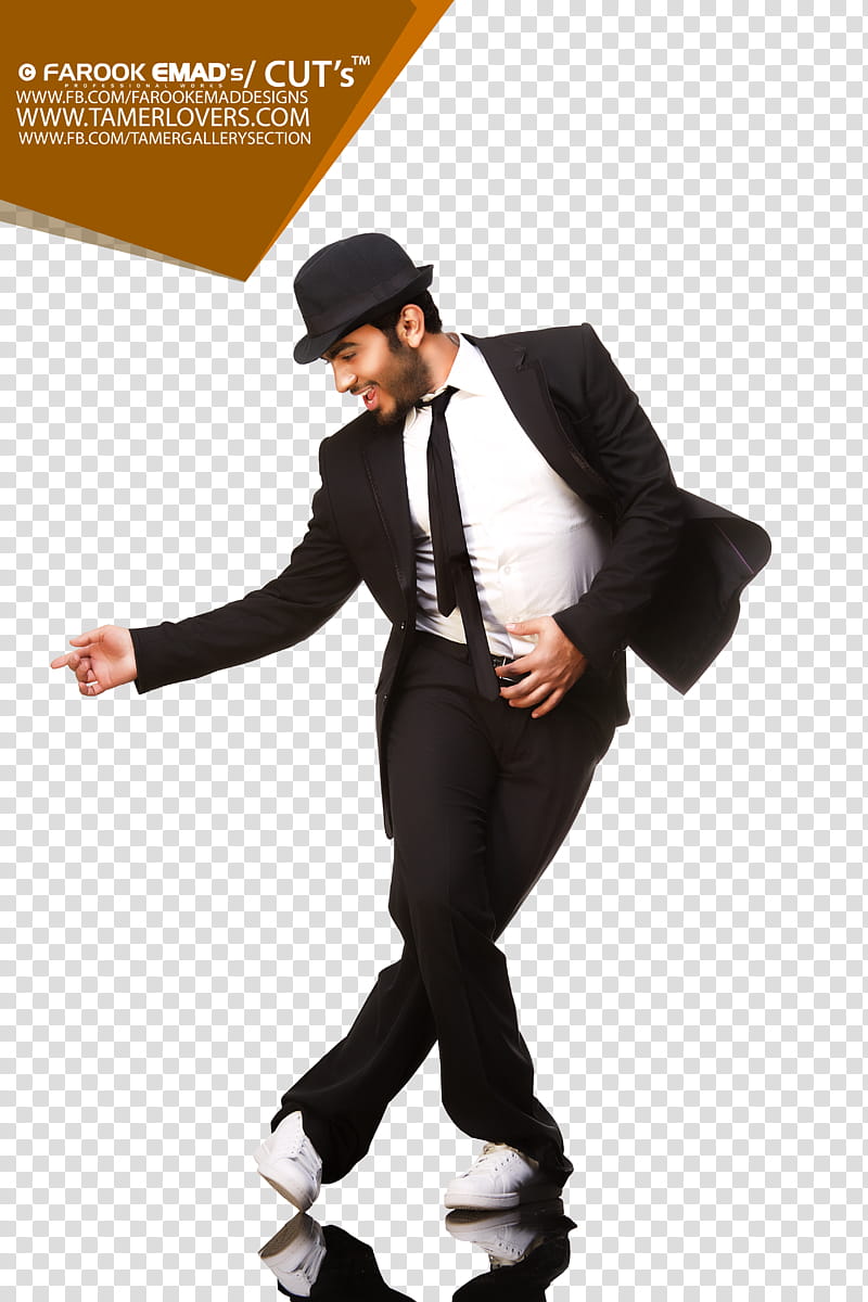 Ha esh Hayati , man wearing black and white formal suit dancing transparent background PNG clipart