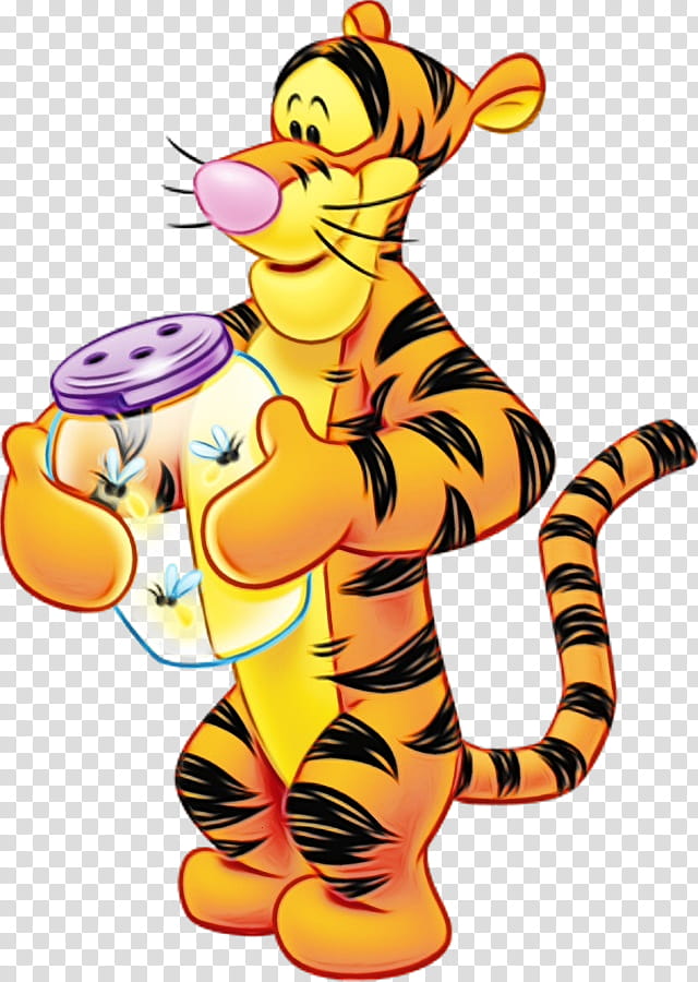 Watercolor Animal, Paint, Wet Ink, Tiger, Winniethepooh, Tigger, Cartoon, Film transparent background PNG clipart