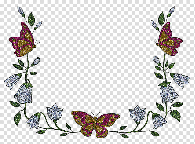 Flower Borders, Butterfly, Frames, BORDERS AND FRAMES, Drawing, Brushfooted Butterflies, Lepidoptera, Plant transparent background PNG clipart