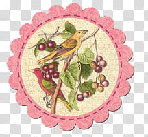 ,  birds perching on brown twig with fruits illustration transparent background PNG clipart