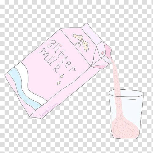 drawing of a pink Glitter Milk box and glass transparent background PNG clipart