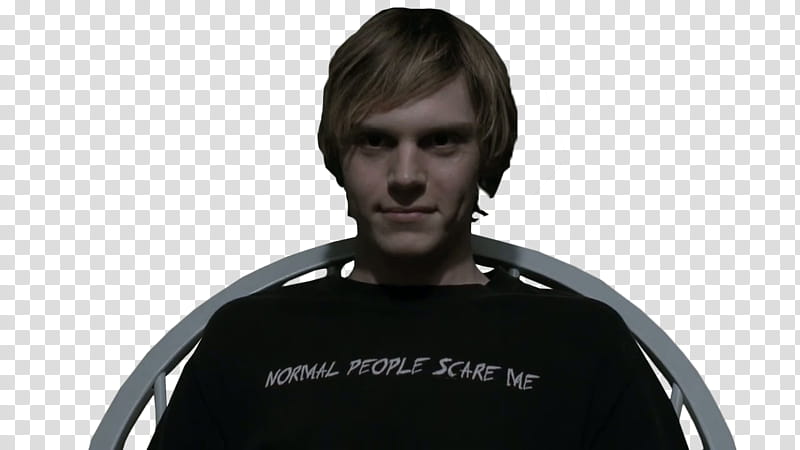 Evan Peters , man sitting on chair while wearing black top transparent background PNG clipart