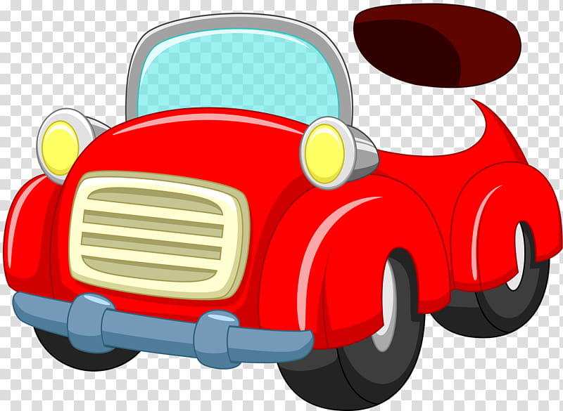 Vintage, Car, Cartoon, Driving, Drawing, Boy, Child, Red transparent background PNG clipart