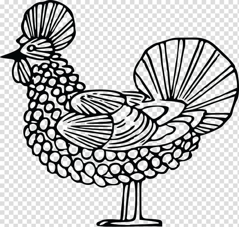 Bird Line Drawing, Chicken, Rooster, Line Art, Landfowl, Silhouette, Visual Arts, Black And White transparent background PNG clipart