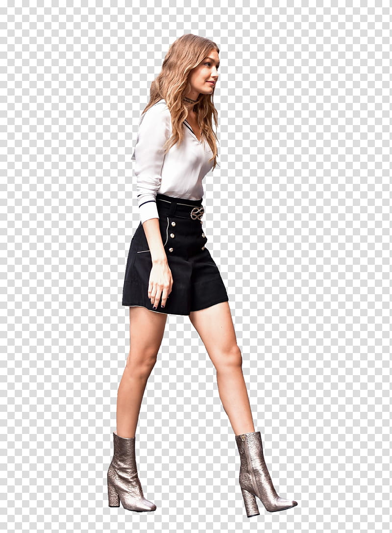 Gigi Hadid, woman walking while smiling transparent background PNG clipart