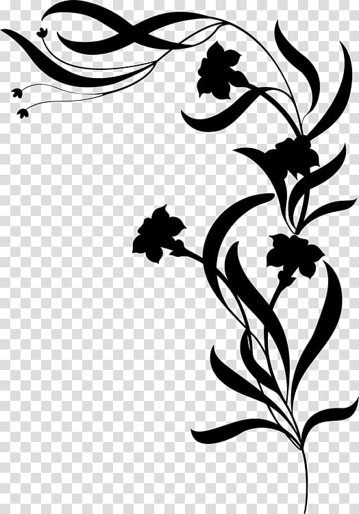 Decorative Borders, Flower, Silhouette, Floral Design, BORDERS AND FRAMES, Black, Blackandwhite, Leaf transparent background PNG clipart