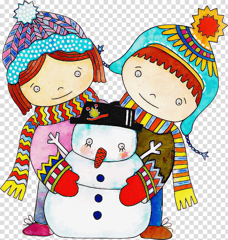 Snowman, Cartoon, Cheek, Interaction, Playing In The Snow transparent background PNG clipart