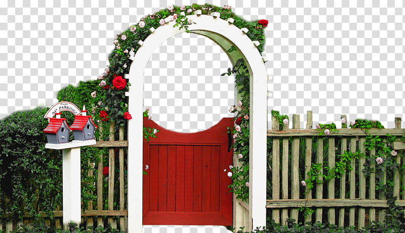 , closed red wooden gate of arch transparent background PNG clipart