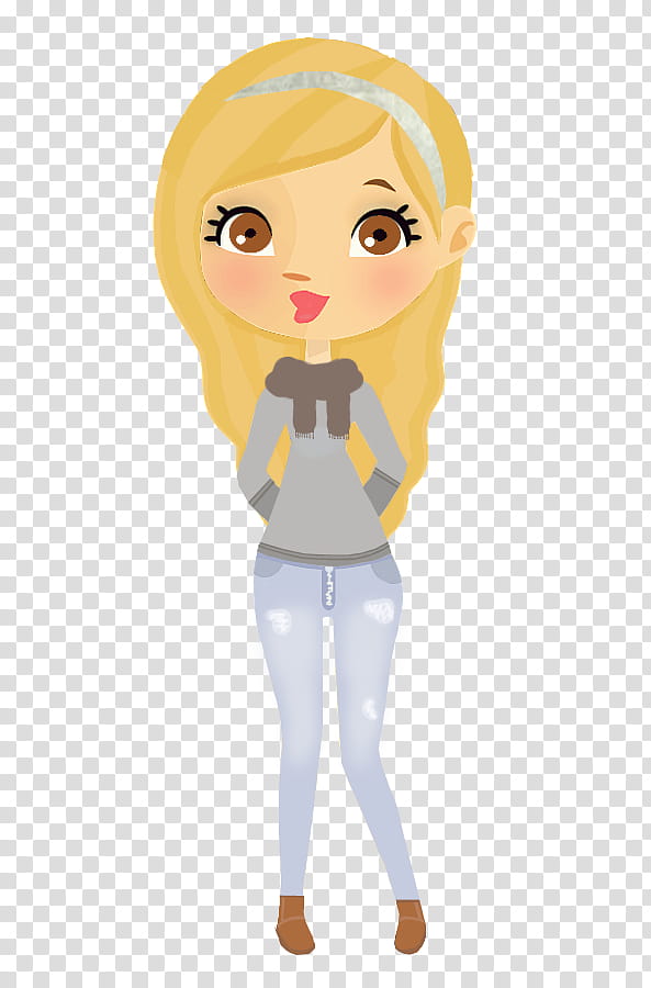 Doll Casual, yellow haired girl character illustration transparent background PNG clipart
