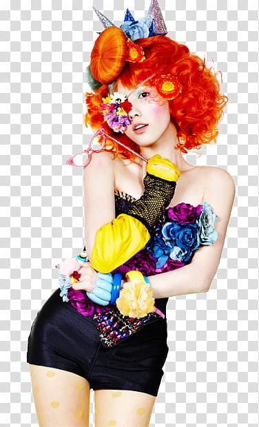 TAETISEO TWINKLE, woman in orange hair and black rompers transparent background PNG clipart